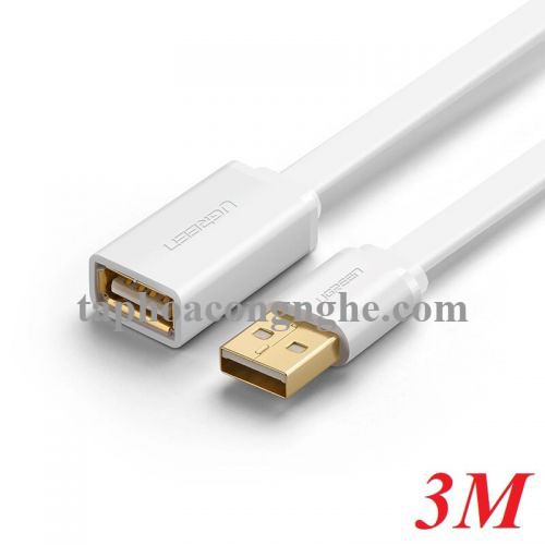 Ugreen 40333 3M màu Trắng Cáp tín hiệu nối dài USB 2.0 lõi thuần đồng dáng dẹt US103 30040333